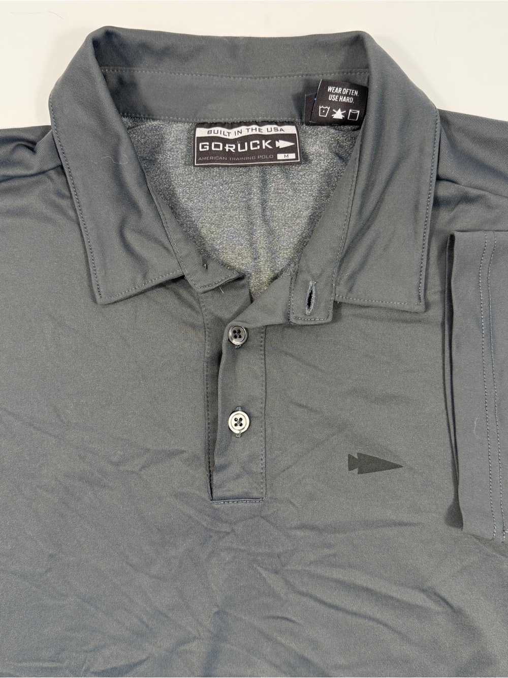 Go Ruck Training Performance Polo Gray Men Medium Made in the USA American Flag
